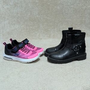Skechers Kids Pink and Black Sneakers and Boots